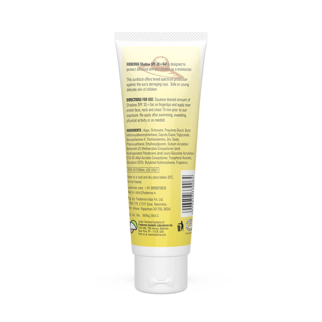 FIXDERMA SHADOW SUNSCREEN SPF 30+ PA+++ GEL BROAD SPECTRUM SUNSCREEN 75GM