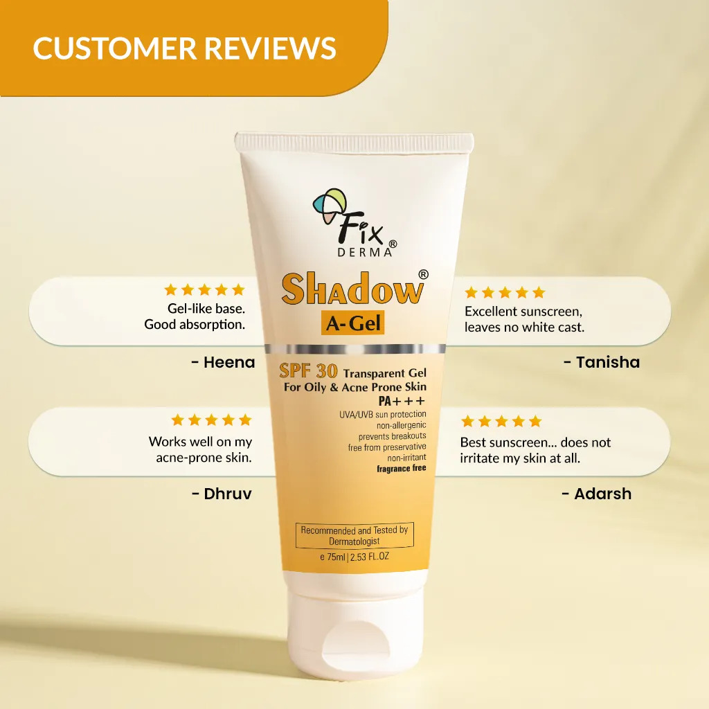 FIXDERMA SHADOW SUNSCREEN A-GEL SPF 30 GEL BASED SUNSCREEN FOR ACNE-PRONE SKIN 75ML