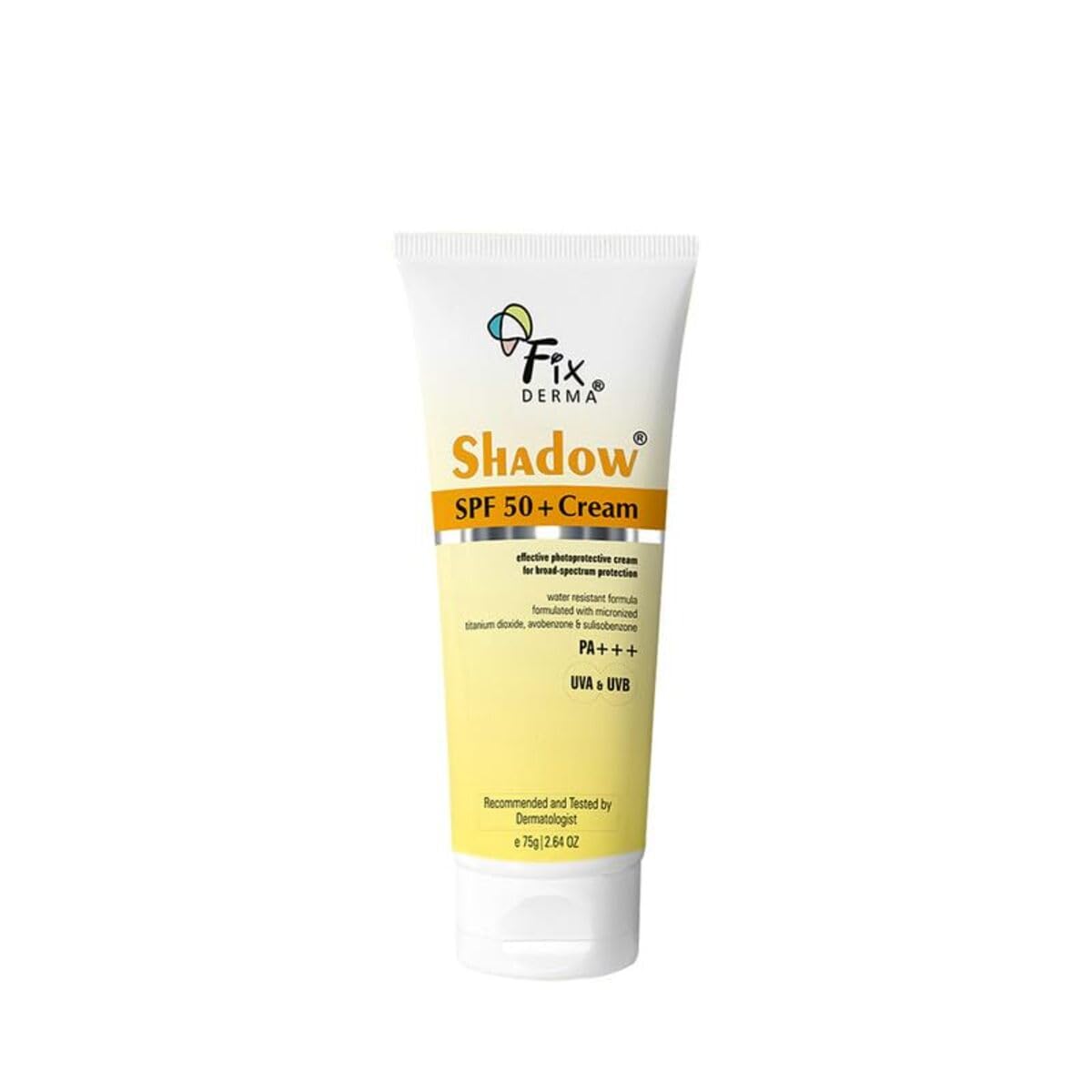 FIXDERMA SHADOW SUNSCREEN SPF 50+ CREAM PA+++ DRY SKIN FOR BODY & FACE BROAD SPECTRUM 75GM