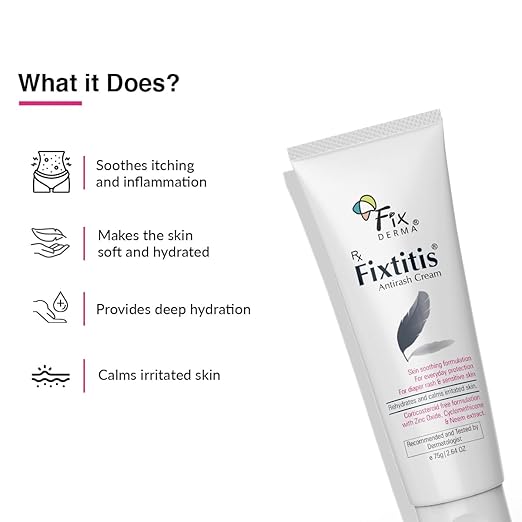 FIXDERMA 15% ZINC OXIDE FIXTITIS ANTI RASH CREAM DIAPER RASH CREAM FOR BABY 75GM