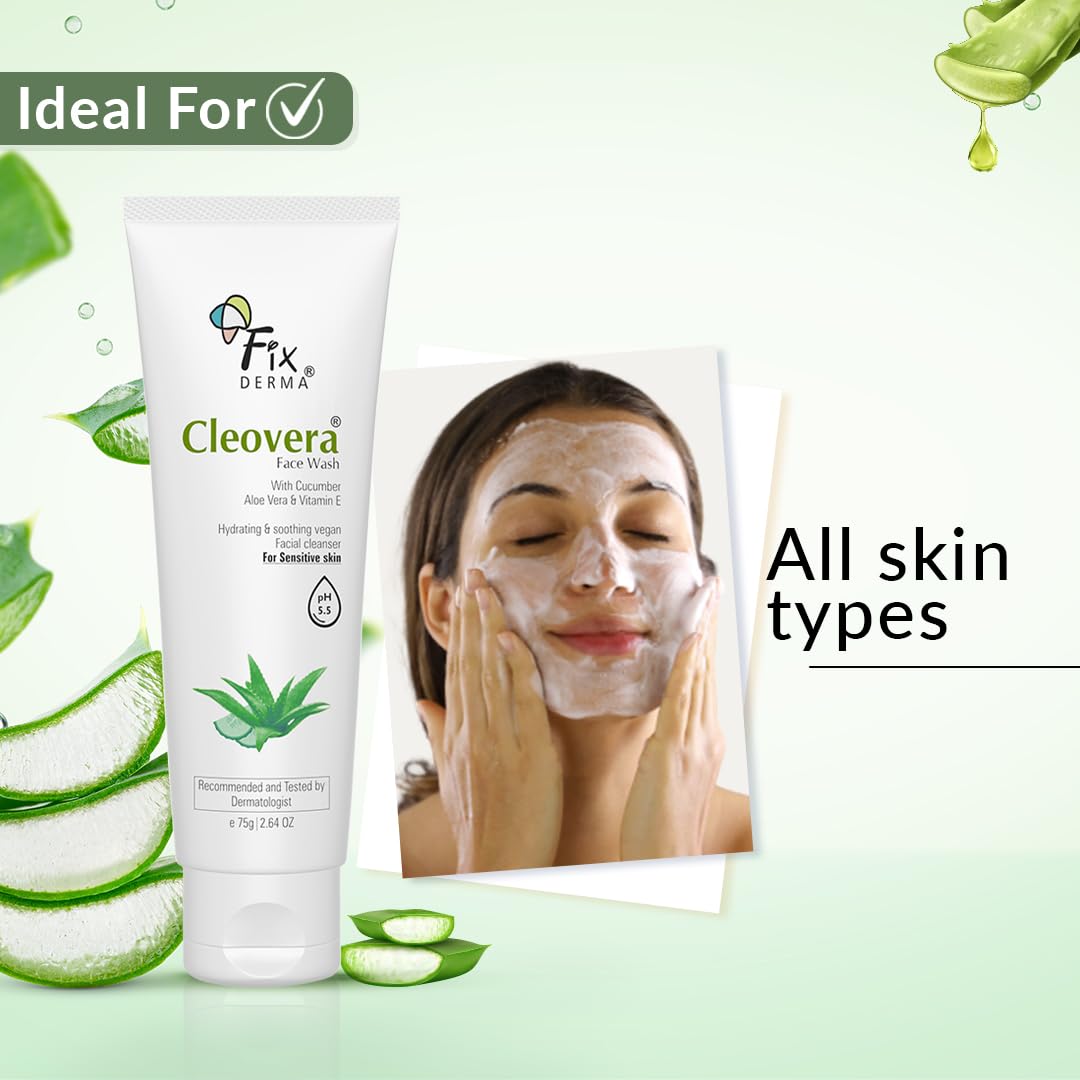 FIXDERMA CLEOVERA, ALOE VERA FACE WASH WITH VITAMIN E 75GM