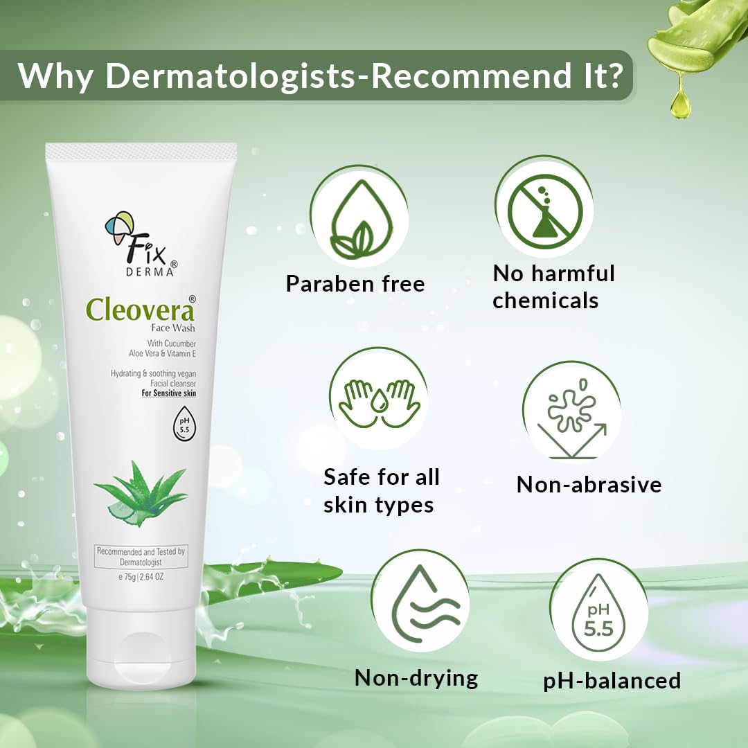 FIXDERMA CLEOVERA, ALOE VERA FACE WASH WITH VITAMIN E 75GM