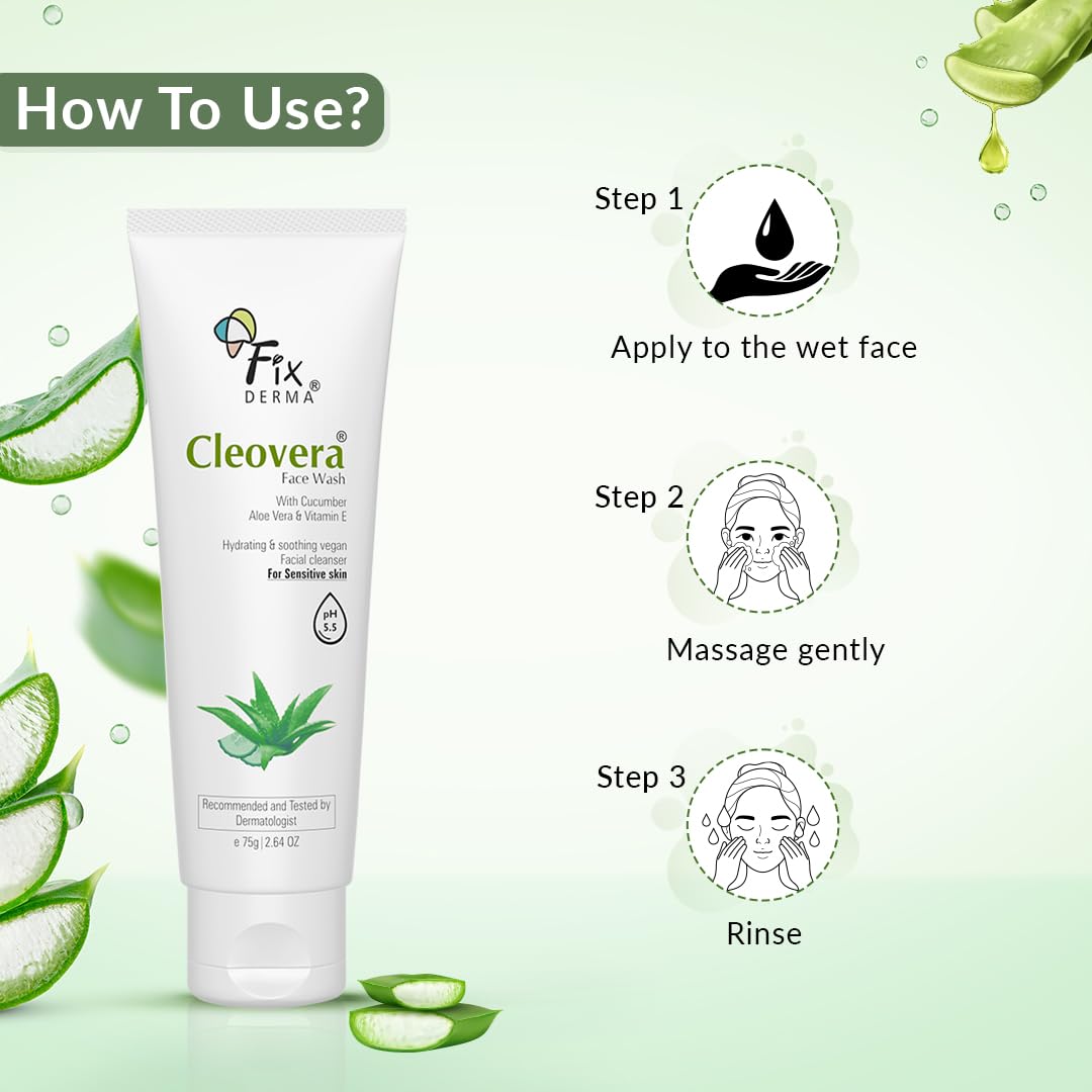 FIXDERMA CLEOVERA, ALOE VERA FACE WASH WITH VITAMIN E 75GM