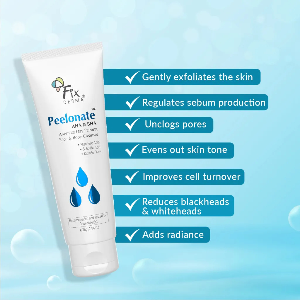 FIXDERMA PEELONATE AHA BHA FACE CLEANSER, EXFOLIATOR, FACE PEELING SOLUTION 75GM