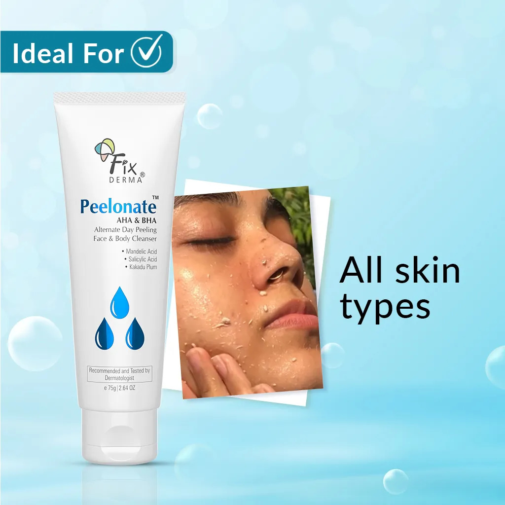 FIXDERMA PEELONATE AHA BHA FACE CLEANSER, EXFOLIATOR, FACE PEELING SOLUTION 75GM