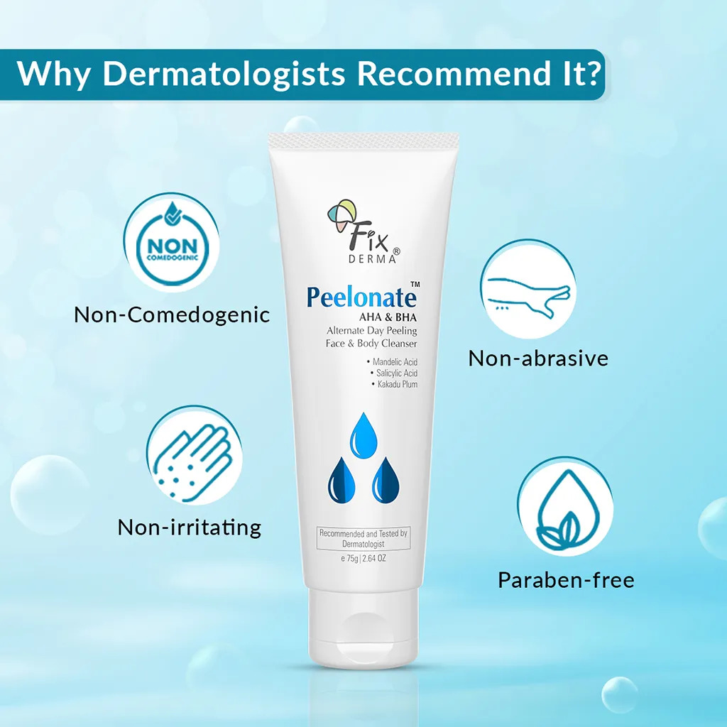 FIXDERMA PEELONATE AHA BHA FACE CLEANSER, EXFOLIATOR, FACE PEELING SOLUTION 75GM