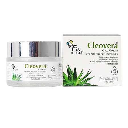 FIXDERMA CLEOVERA CICA CREAM FOR FACE WITH GOTU KOLA, ALOEVERA, VITAMIN A & E 50GM