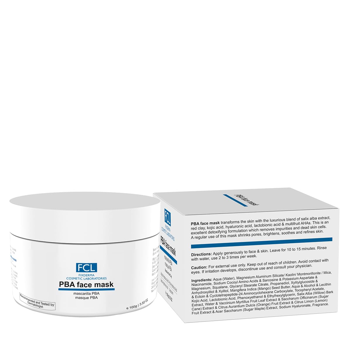FIXDERMA COSMETIC PBA FACE MASK WITH PHA, BHA & AHA  SHRINKS OPEN PORES 100GM