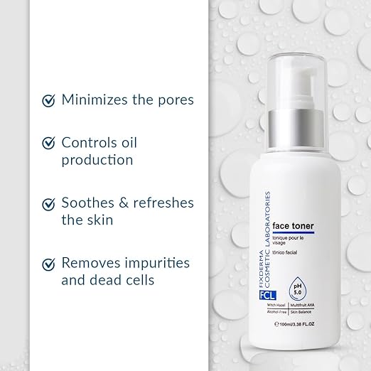 FIXDERMA FCL FACE TONER, MINIMIZES ENLARGED PORES, EXFOLIATES IMPURITIES, REFRESHES THE SKIN 100ML