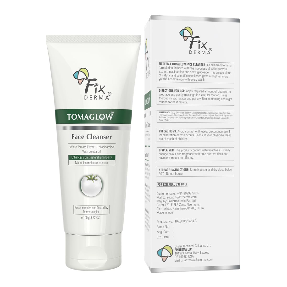 FIXDERMA TOMAGLOW FACE CLEANSER WITH WHITE TOMATO EXTRACT TAN REMOVAL 100GM
