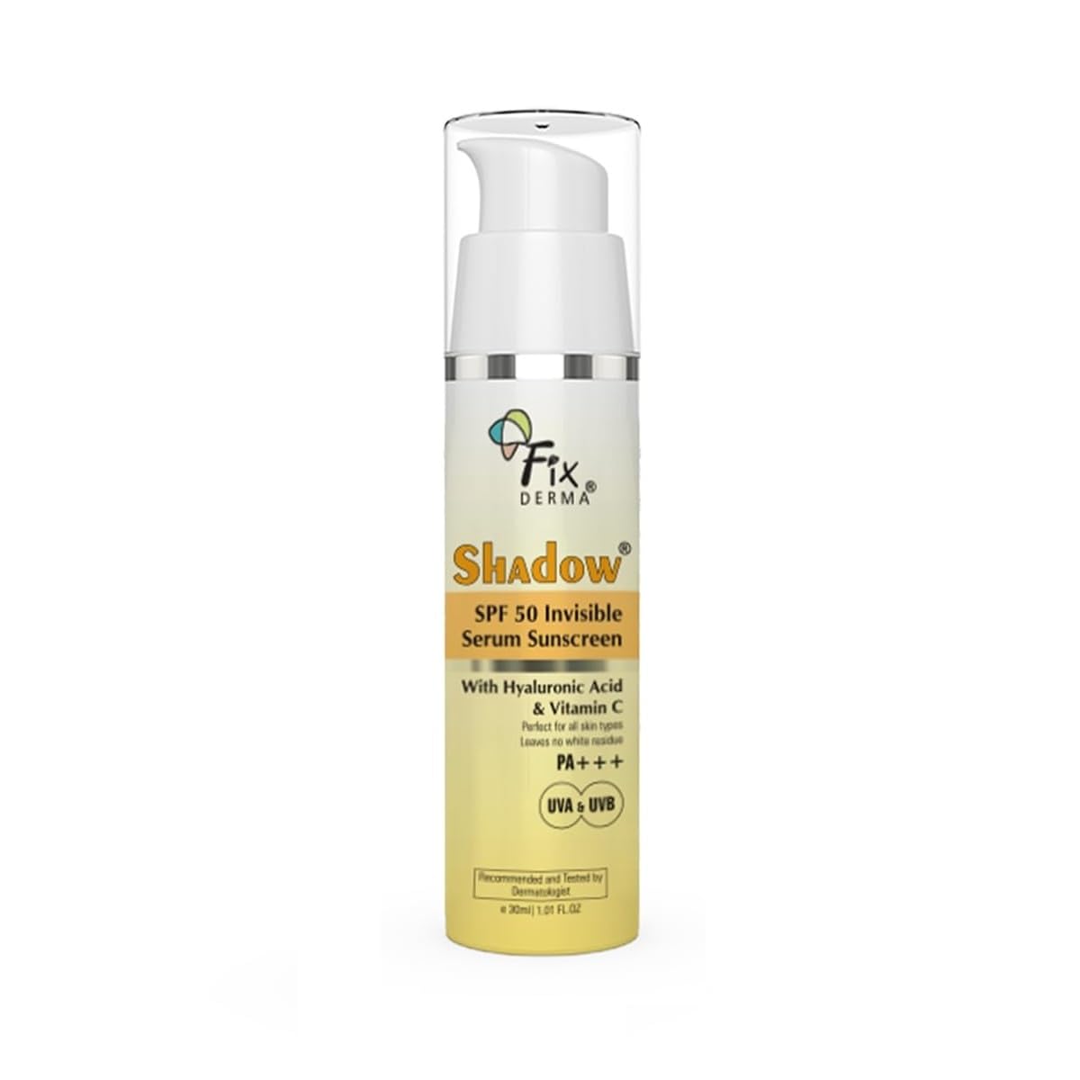 FIXDERMA SHADOW INVISIBLE SERUM SUNSCREEN SPF 50+ PA+++ FOR ALL SKIN TYPES FOR MEN & WOMEN 30 ML