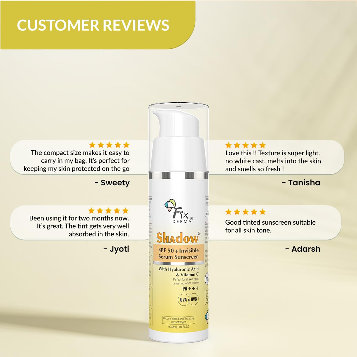 FIXDERMA SHADOW INVISIBLE SERUM SUNSCREEN SPF 50+ PA+++ FOR ALL SKIN TYPES FOR MEN & WOMEN 30 ML