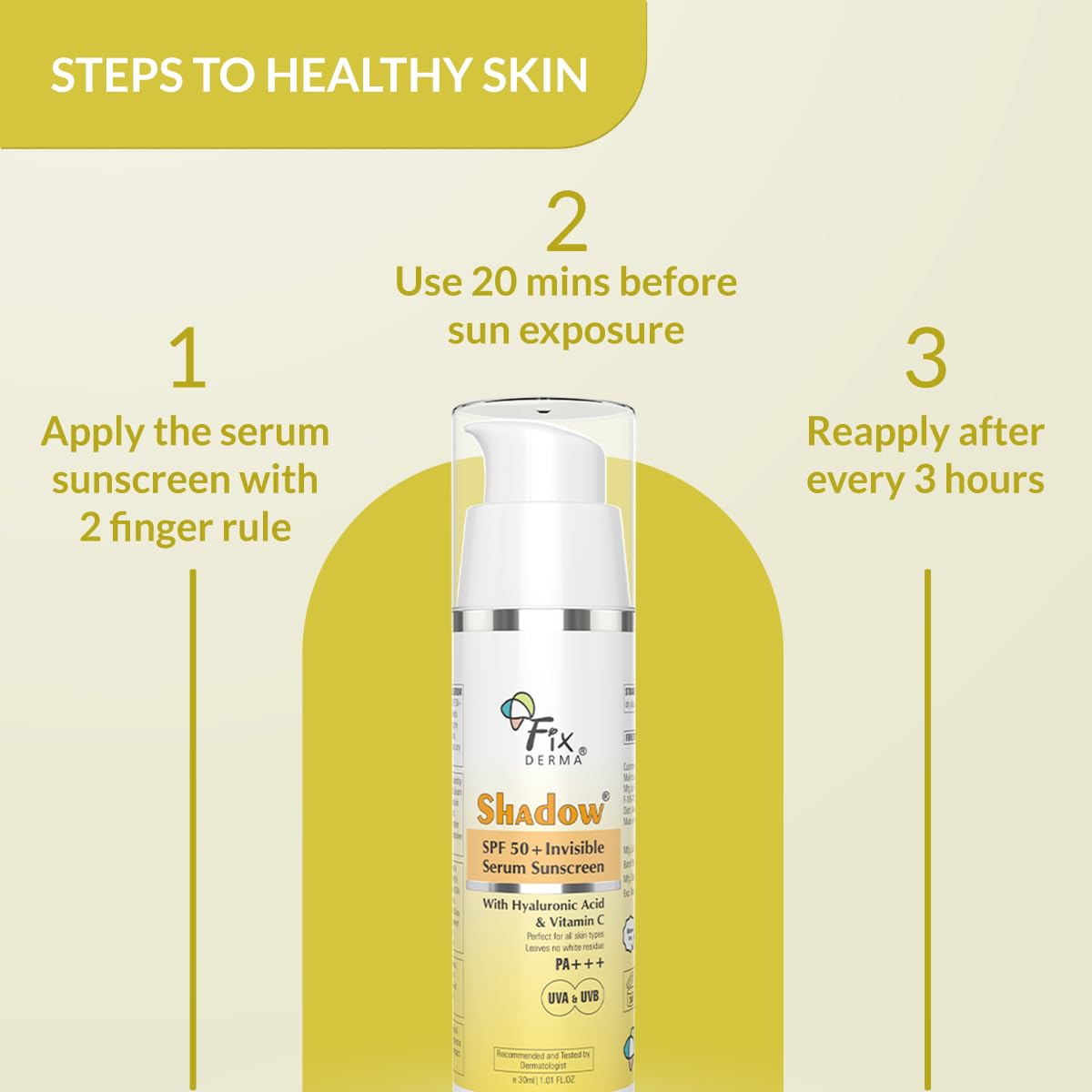 FIXDERMA SHADOW INVISIBLE SERUM SUNSCREEN SPF 50+ PA+++ FOR ALL SKIN TYPES FOR MEN & WOMEN 30 ML