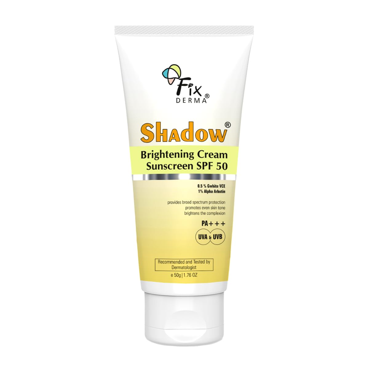 FIXDERMA SHADOW BRIGHTENING SUNSCREEN SPF50 PA+++ WITH 1% ALPHA ARBUTIN 50GM