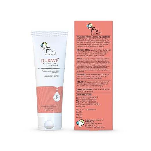 FIXDERMA DURAVE ACNE CONTROL & OIL FREE FACE MOISTURIZER HYDRATION FOR ACNE-PRONE 50ML