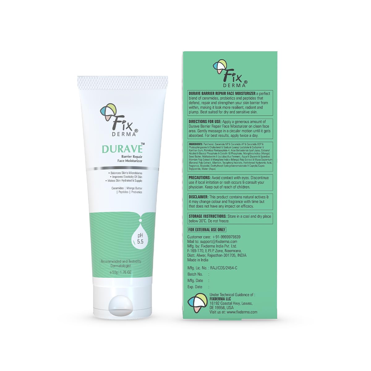 FIXDERMA DURAVE CERAMIDE MOISTURIZER FOR FACE  BARRIER REPAIR MOISTURIZER 50GM