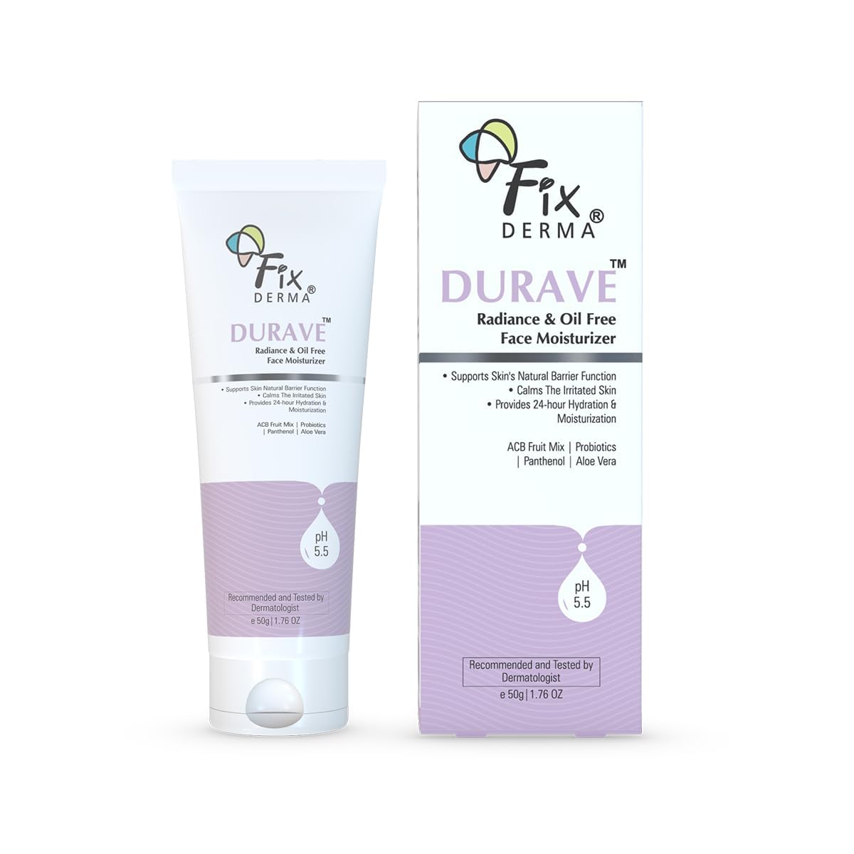 FIXDERMA DURAVE RADIANCE & BRIGHTENING OIL FREE FACE MOISTURIZER WITH PROBIOTICS 50GM