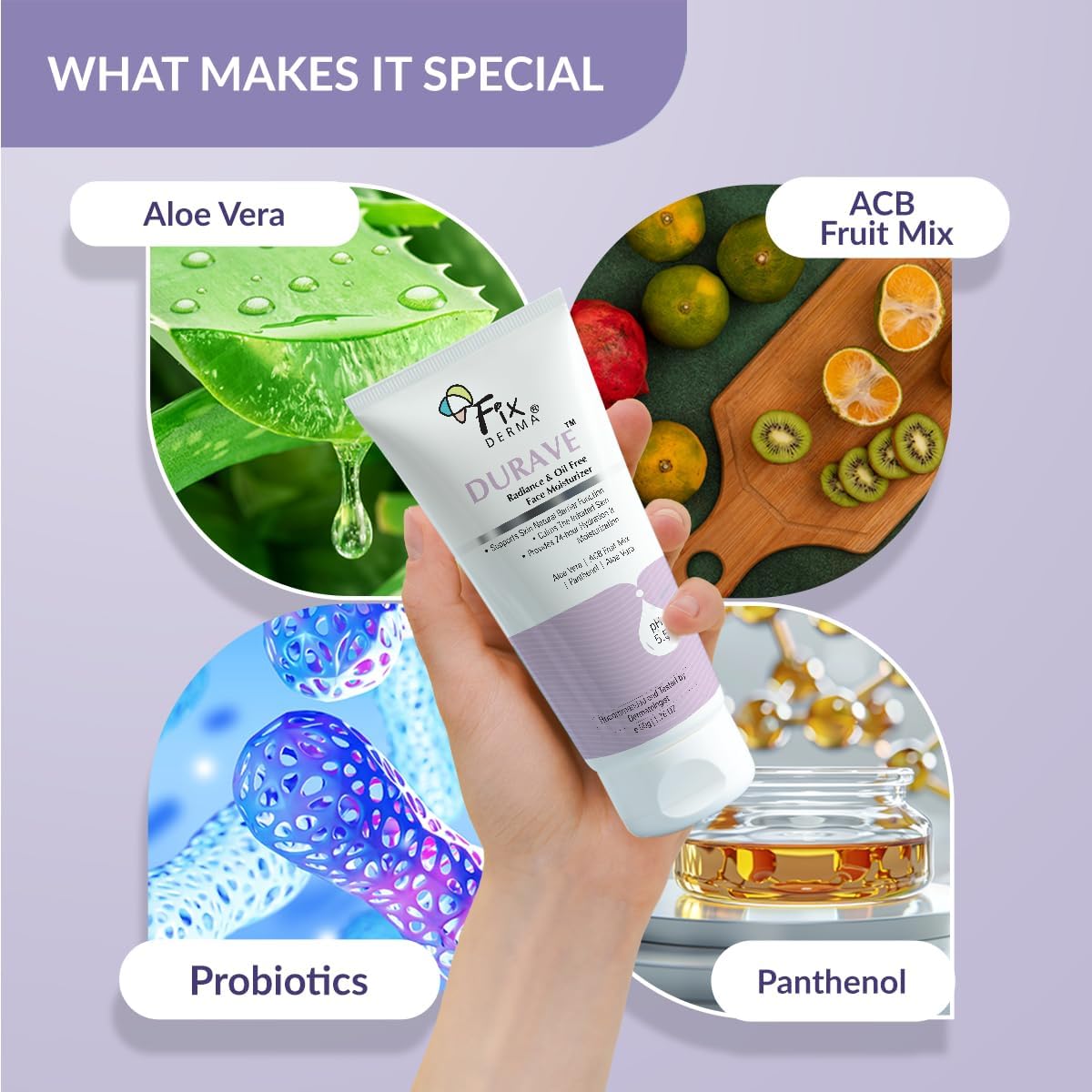FIXDERMA DURAVE RADIANCE & BRIGHTENING OIL FREE FACE MOISTURIZER WITH PROBIOTICS 50GM