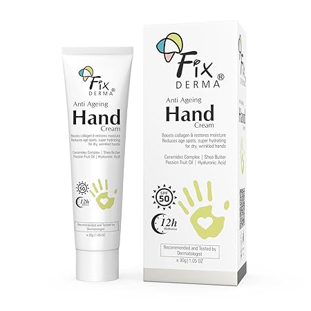 FIXDERMA ANTI AGEING HAND CREAM FOR WOMEN & MEN FOR DRY AND ROUGH HANDS 30GM