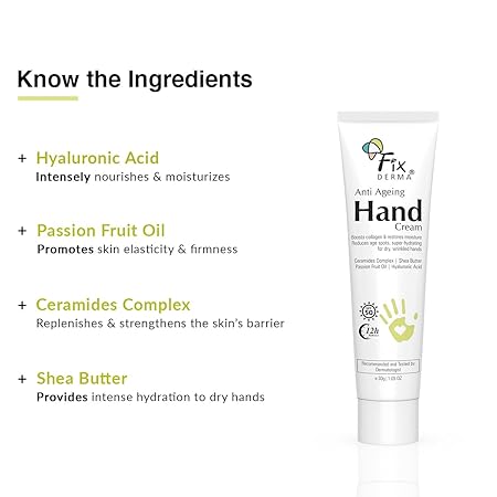 FIXDERMA ANTI AGEING HAND CREAM FOR WOMEN & MEN FOR DRY AND ROUGH HANDS 30GM