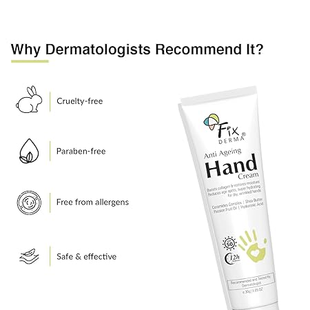 FIXDERMA ANTI AGEING HAND CREAM FOR WOMEN & MEN FOR DRY AND ROUGH HANDS 30GM