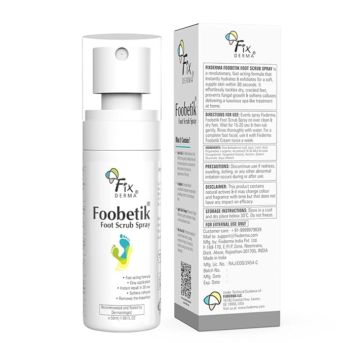FIXDERMA FOOBETIK FOOT SCRUB SPRAY WITH LACTIC ACID 30 SEC FOOT FACIAL SPRAY 50ML