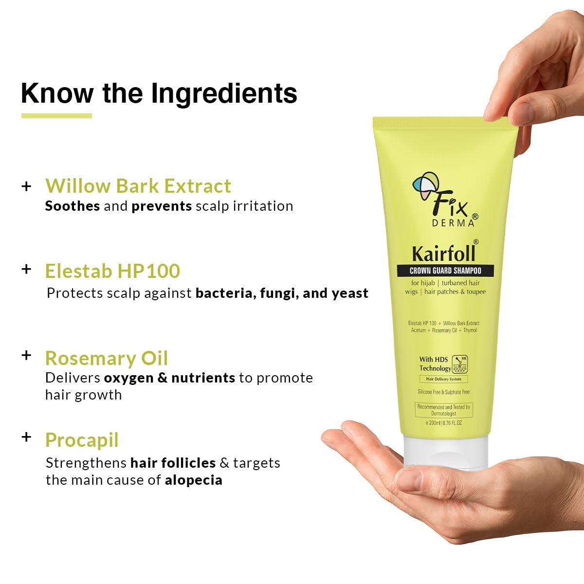 FIXDERMA KAIRFOLL CROWN GUARD SHAMPOO FOR HIJAB ,TURBANED HAIR & WIGS 200ML