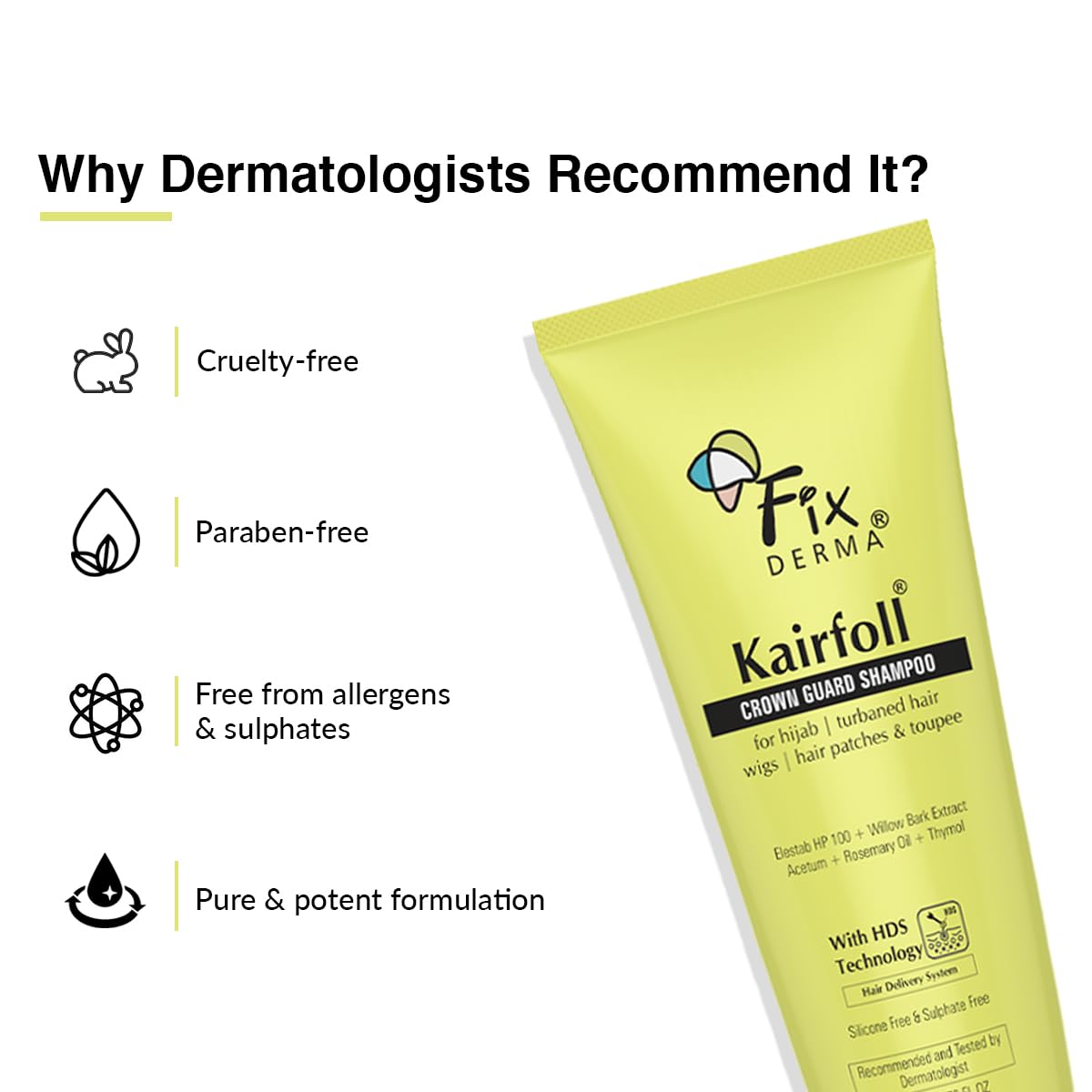 FIXDERMA KAIRFOLL CROWN GUARD SHAMPOO FOR HIJAB ,TURBANED HAIR & WIGS 200ML
