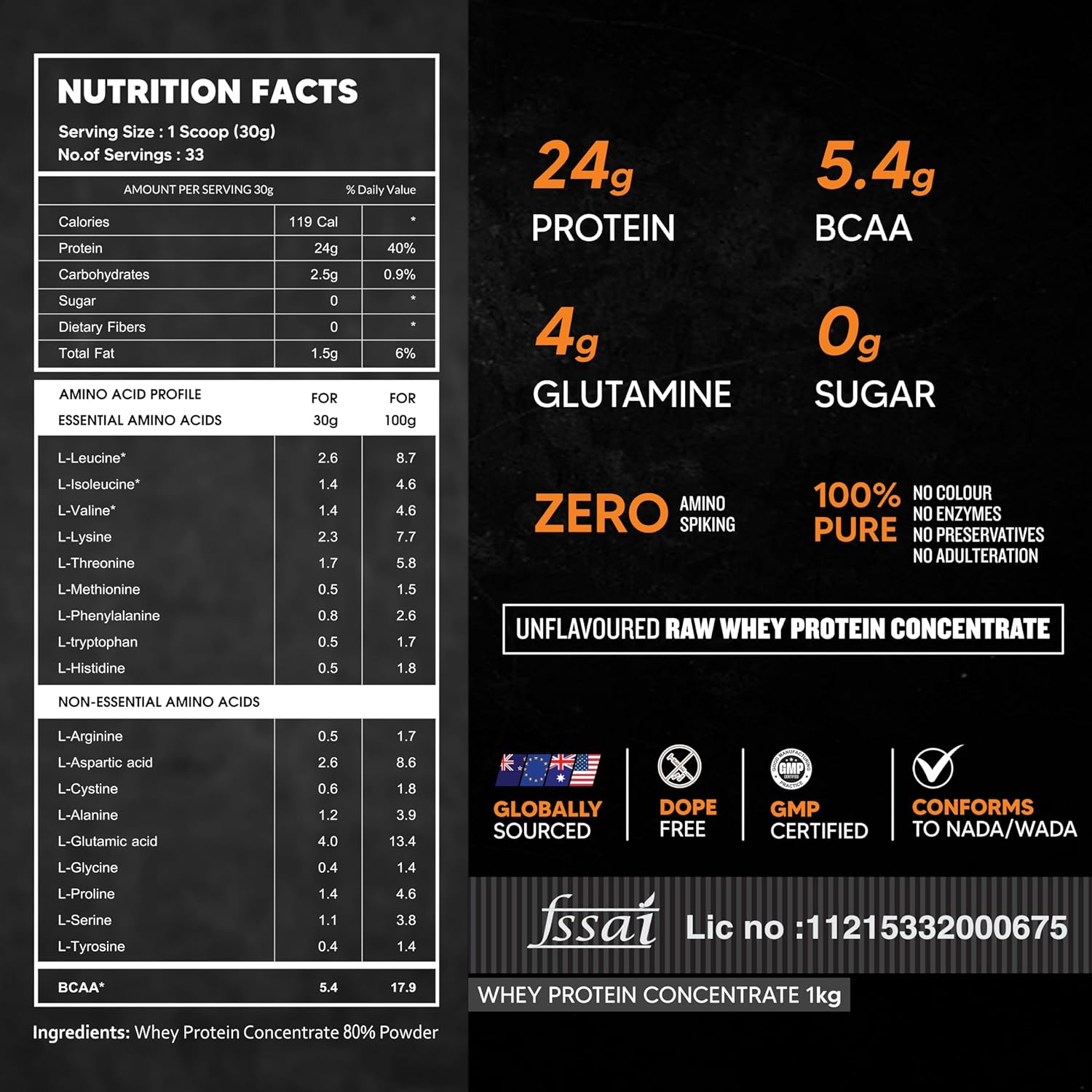 AS-IT-IS NUTRITION WHEY PROTEIN CONCENTRATE 80% -UNFLAVOURED 1KG