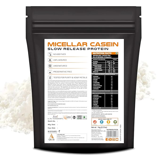 AS-IT-IS NUTRITION PURE MICELLAR CASEIN SLOW-DIGESTING ANTI-CATABOLIC PROTEIN UNFLAVOURED 1KG