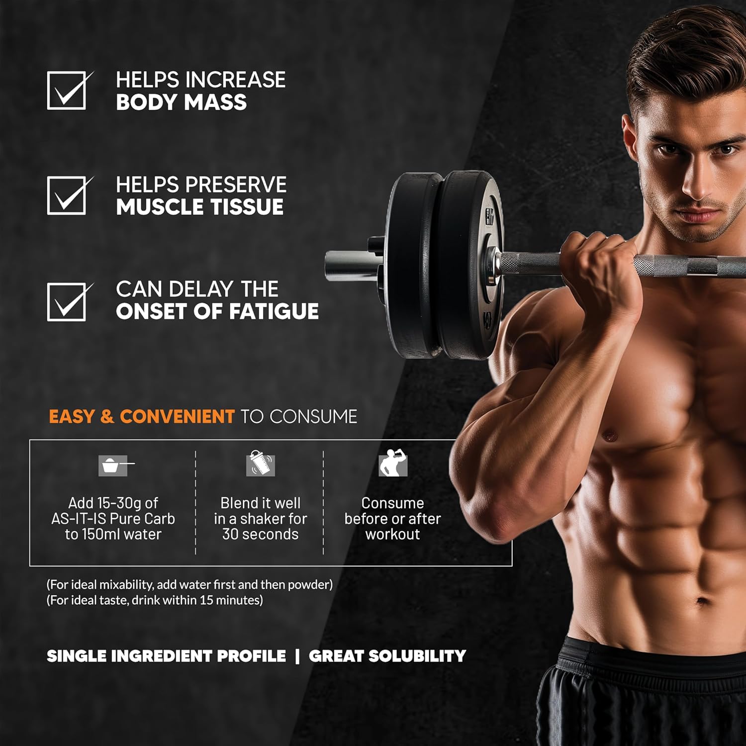 AS-IT-IS NUTRITION 100% PURE CARB CARBOHYDRATES FOR WEIGHT GAIN UNFLAVOURED 2KG