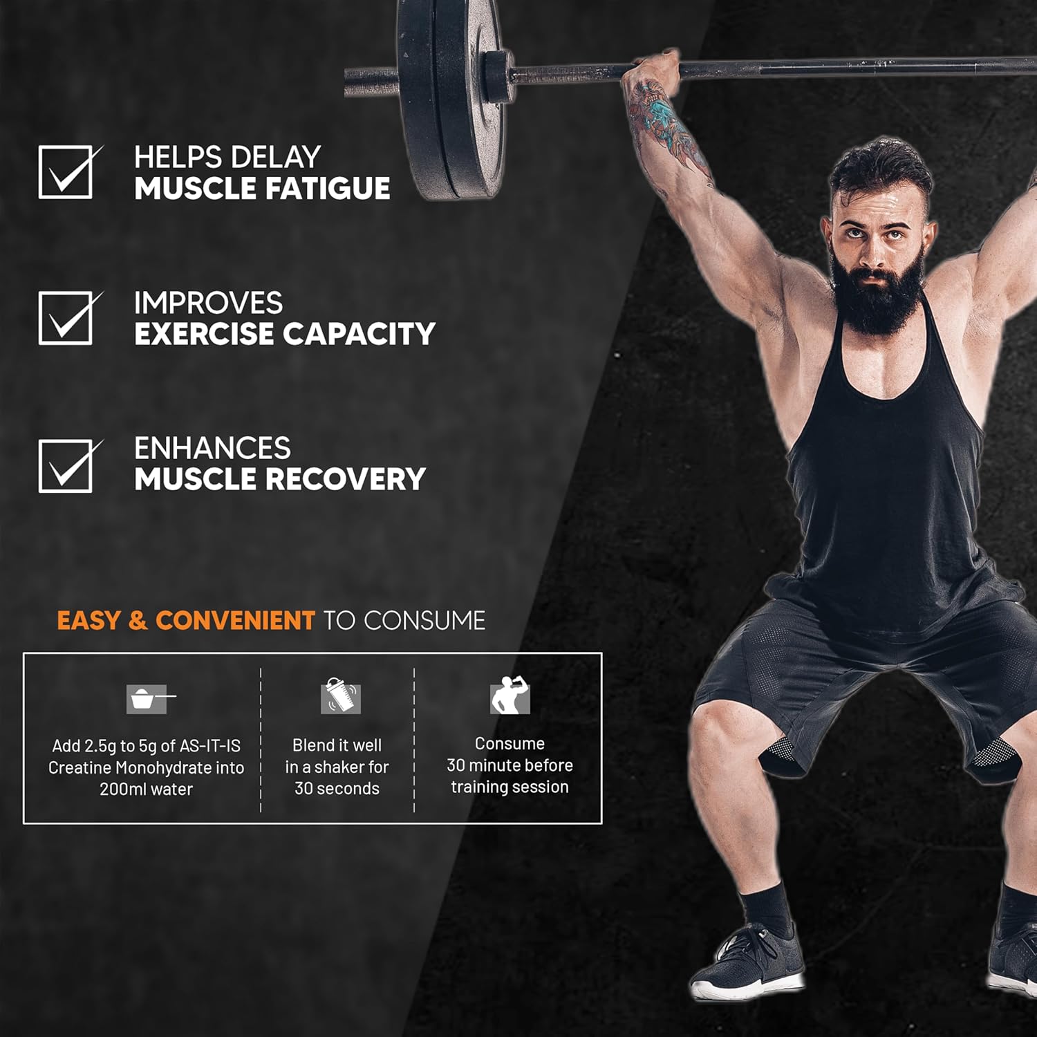 AS-IT-IS NUTRITION 100% CREATINE MONOHYDRATE, PURE 2.5G MICRONIZED POWDER UNFLAVOURED 150GM