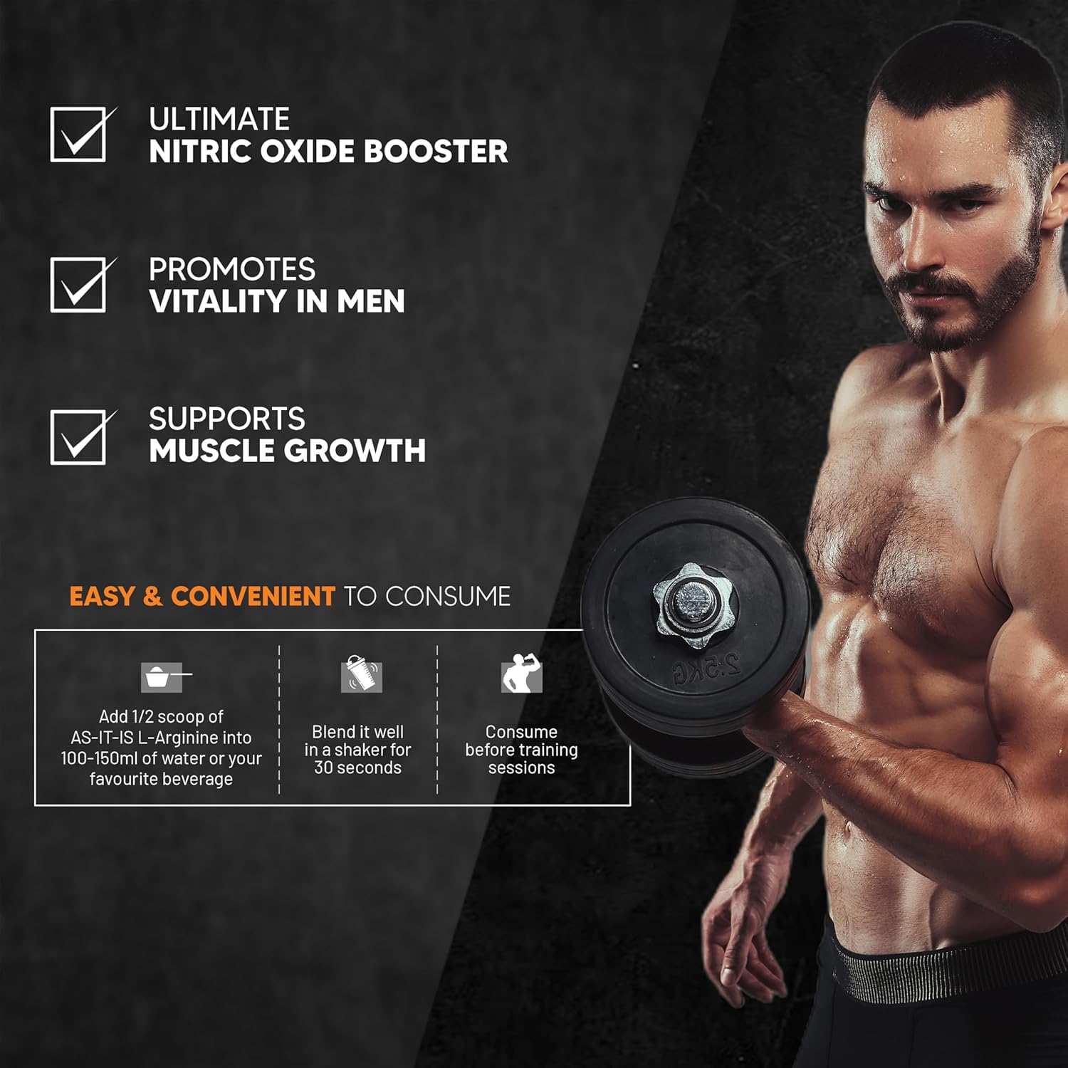 AS-IT-IS NUTRITION L-ARGININE POWDER FOR MUSCLE BUILDING & ENDURANCE 250GM