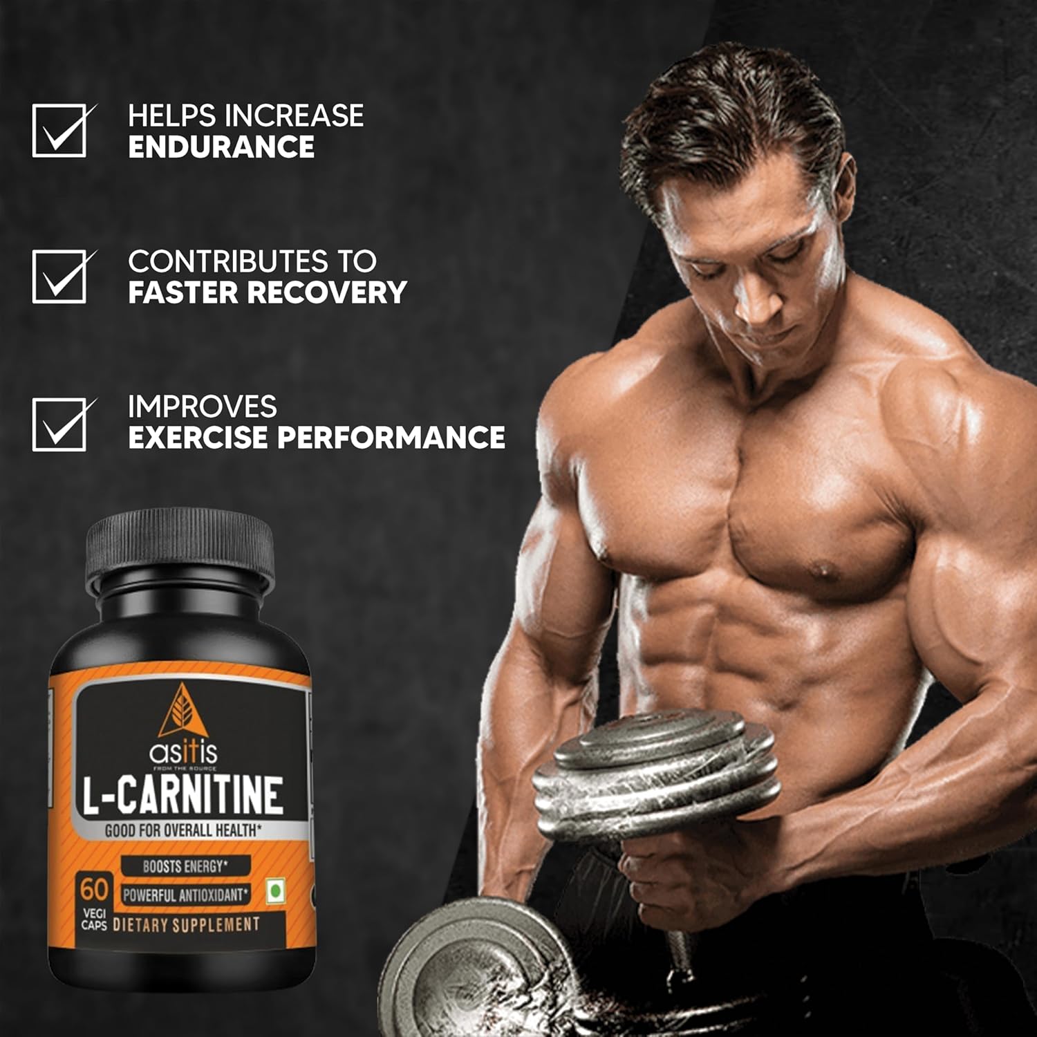 AS-IT-IS NUTRITION 100% L-CARNITINE L-TARTRATE, 500MG PER SERVING, 60 CAPSULES