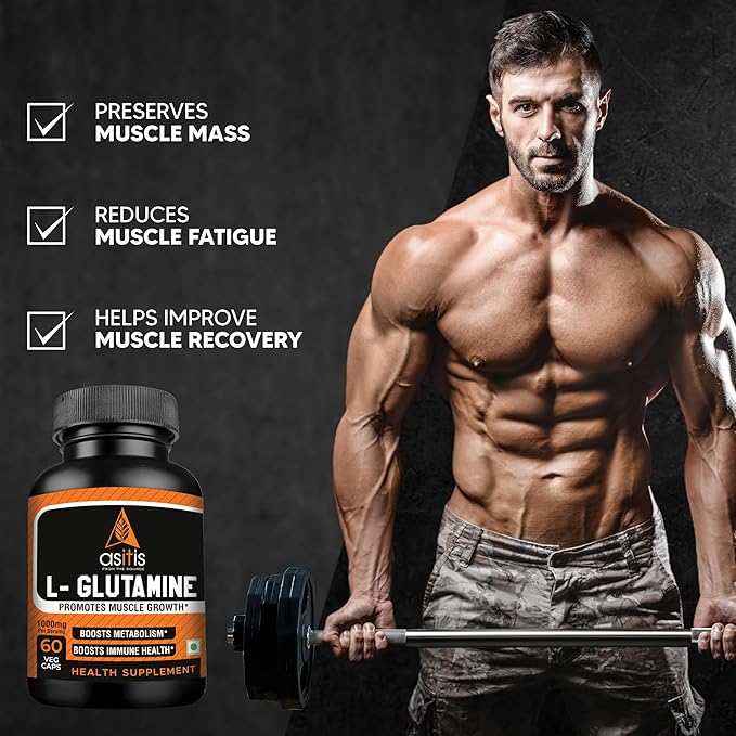 AS-IT-IS L-GLUTAMINE, 1000MG EASY TO SWALLOW FOR MEN & WOMEN 60 CAPSULES