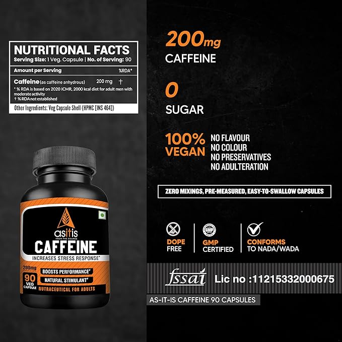 AS-IT-IS NUTRITION CAFFEINE 200MG PER SERVING, PRE WORKOUT 60 CAPSULES