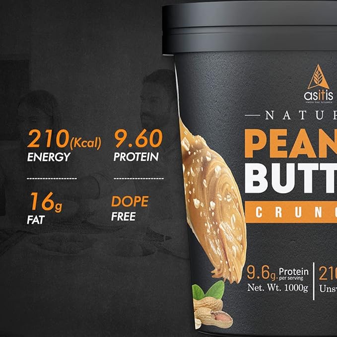 AS-IT-IS NUTRITION PEANUT BUTTER CRUNCHY NATURAL AND UNSWEETENED 1 KG