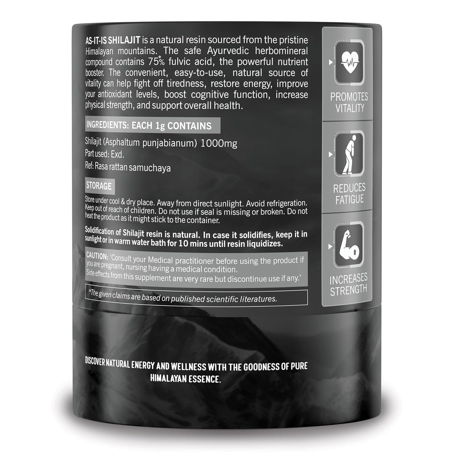 AS-IT-IS NUTRITION PURE SHILAJIT 100% NATURAL HIMALAYAN RESIN RICH IN FULVIC ACID 20GM