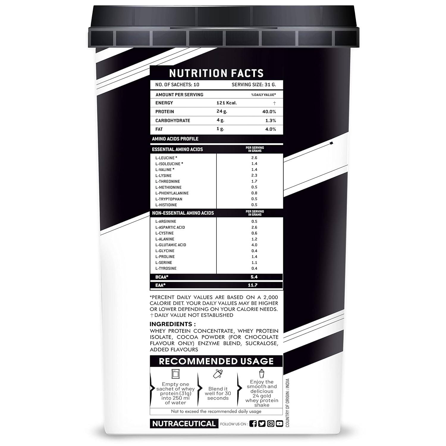 AS-IT-IS ATOM 24 GOLD WHEY PROTEIN COMBINATION OF WHEY ISOLATE & CONCENTRATE 10 SACHETS