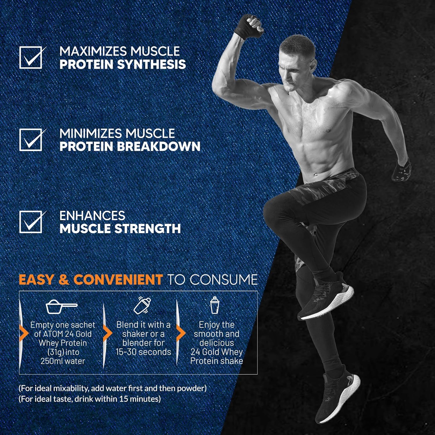 AS-IT-IS ATOM 24 GOLD WHEY PROTEIN COMBINATION OF WHEY ISOLATE & CONCENTRATE 10 SACHETS