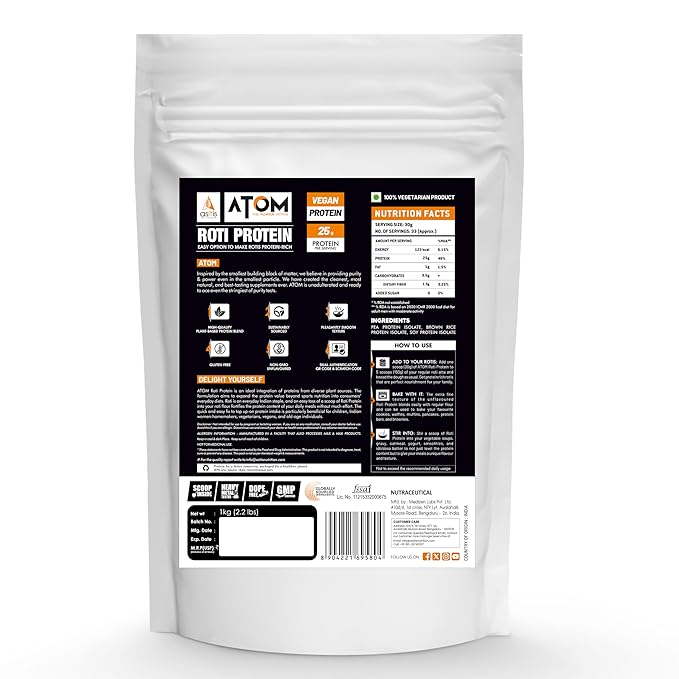 AS-IT-IS ATOM ROTI PROTEIN MAKE ROTI’S RICH | EASY TO USE | 25G PROTEIN PER SERVING 1KG