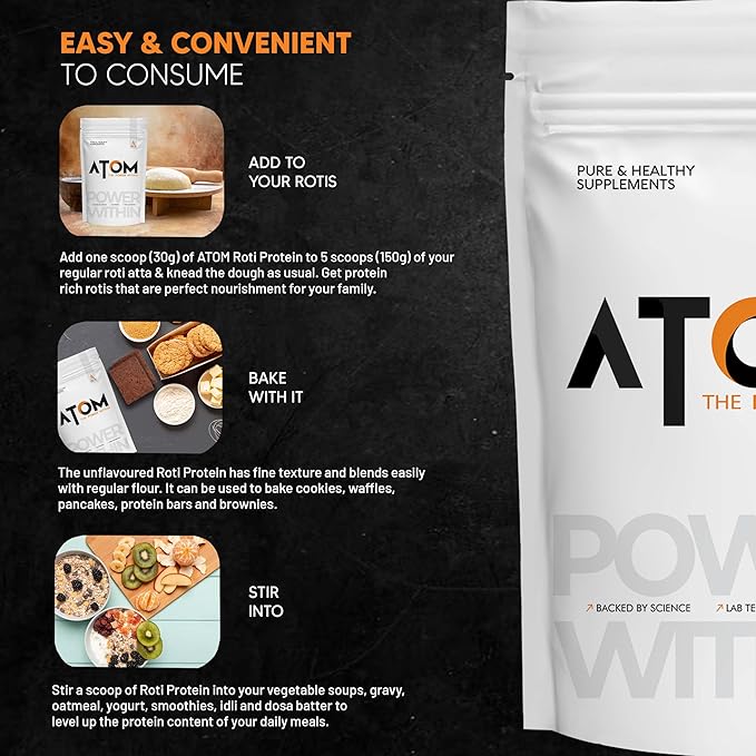 AS-IT-IS ATOM ROTI PROTEIN MAKE ROTI’S RICH | EASY TO USE | 25G PROTEIN PER SERVING 1KG