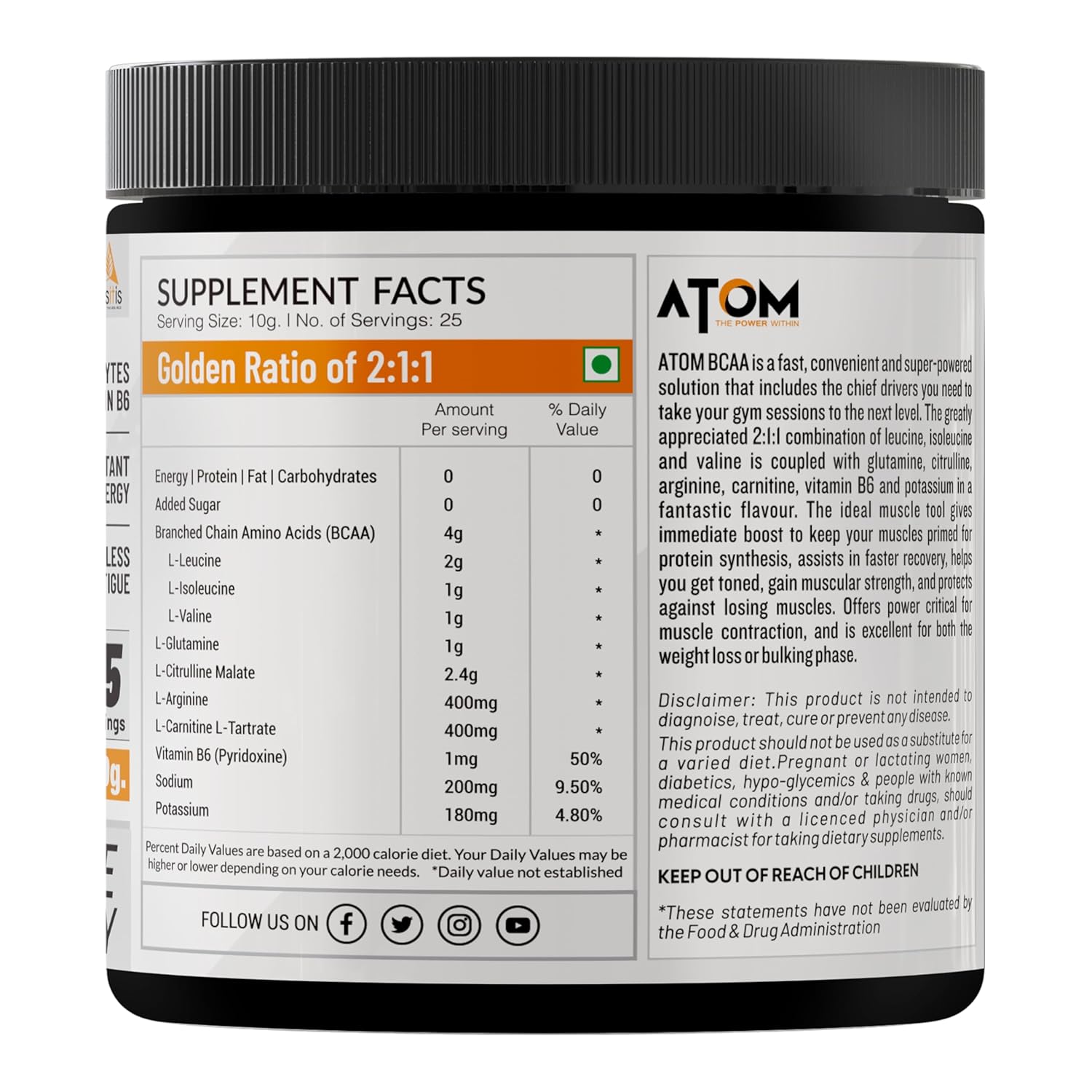 AS-IT-IS ATOM BCAA WATERMELON FLAVOUR 250GM