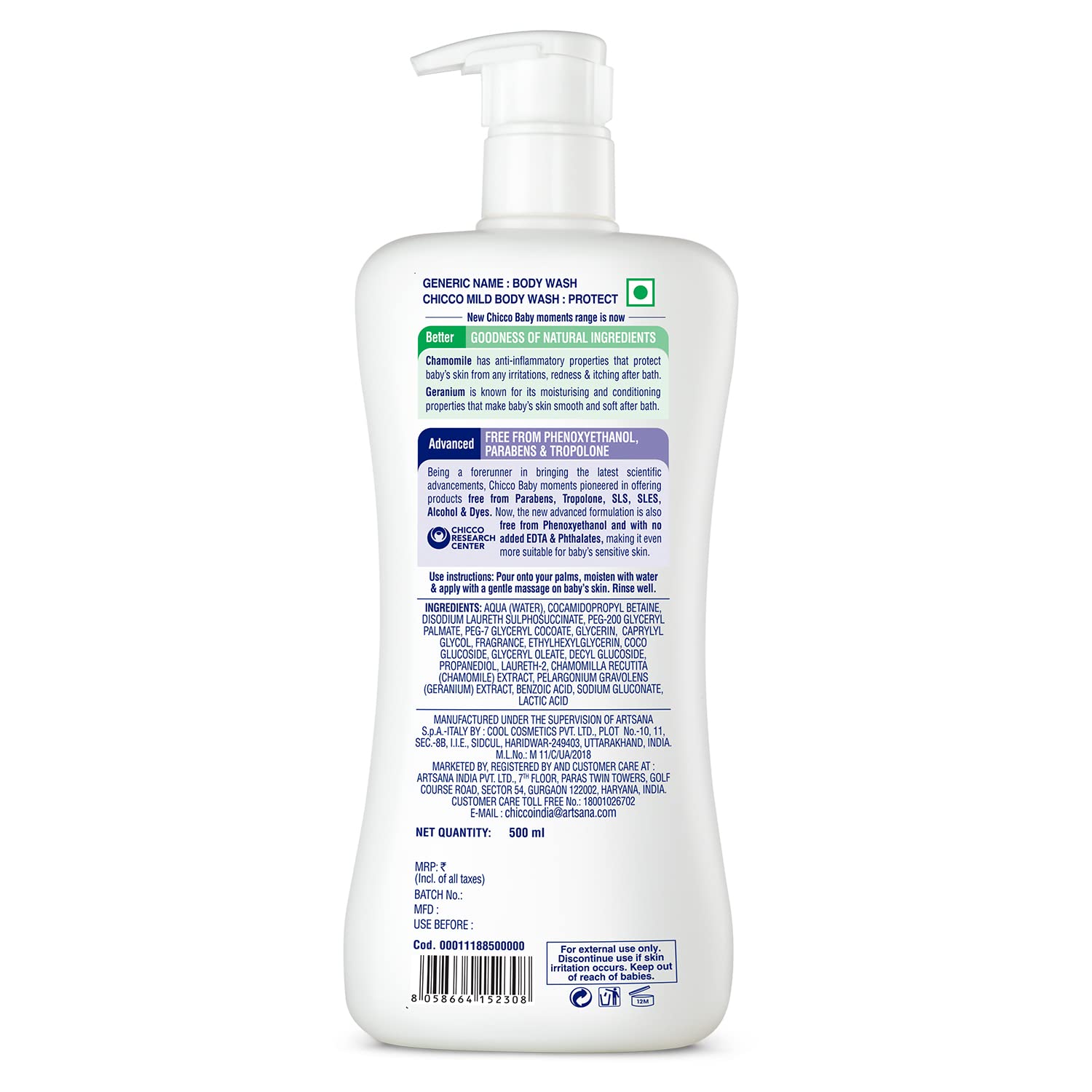 CHICCO MILD BODYWASH PROTECT NO TEARS 500ML
