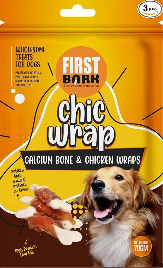 FIRST BARK CHIC WRAP CALCIUM BONE & CHICKEN WRAP-TREATS FOR DOGS 70GM