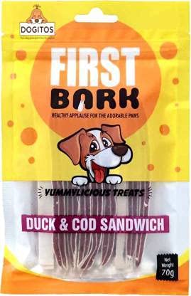 FIRST BARK DUCK & COD SANDWICH DOG TREAT- 70G
