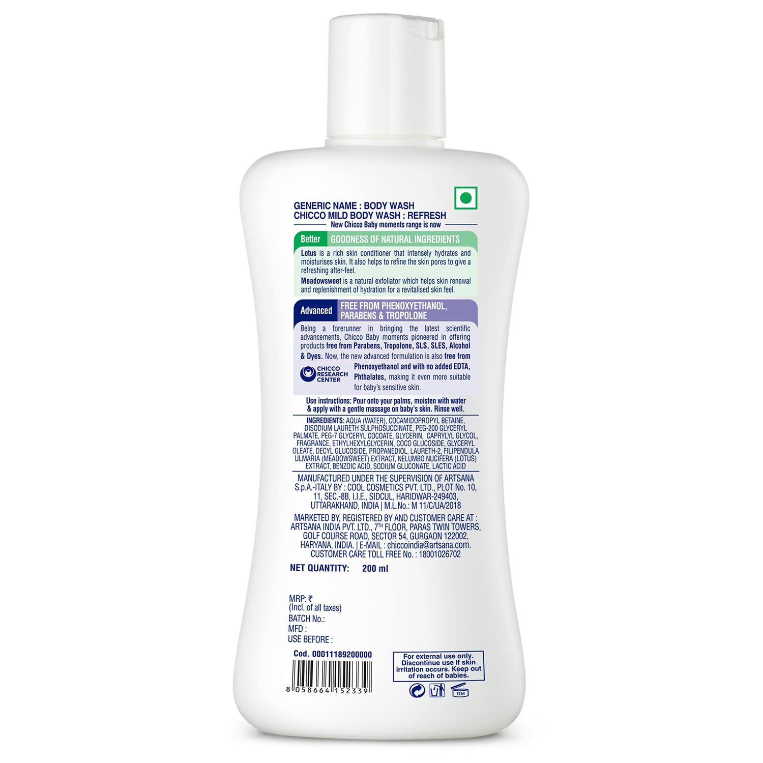 CHICCO MILD BODYWASH REFRESH NO TEARS 200ML