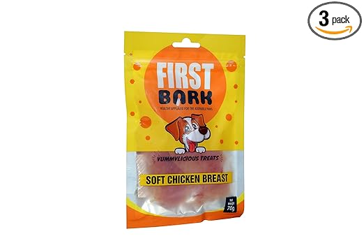 FIRST BARK PERFECT HEALTHY TRAINING & YUMMYLICIOUS TREATS FOR YOUR DOG SOFT CHICKEN BREAST 350GM