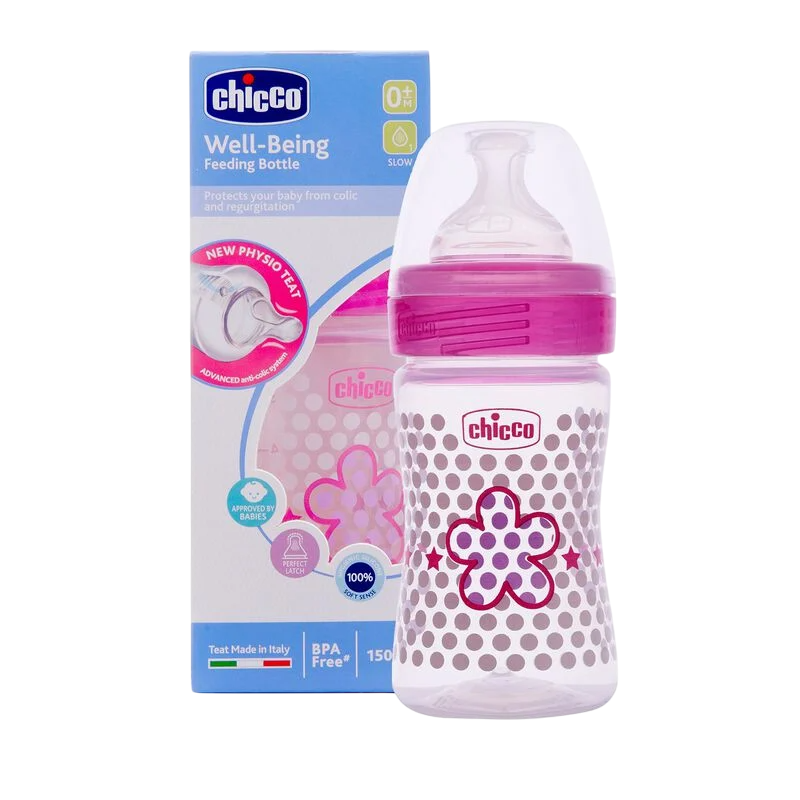 CHICCO BOTTEL WB SIL PHY PINK 150ML