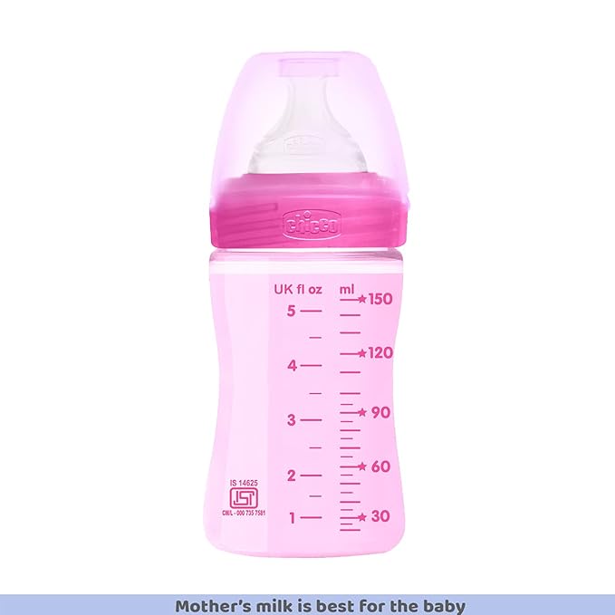 CHICCO WB COLOURED FEEDING BOTTEL 0M+ PINK GIRL 150ML